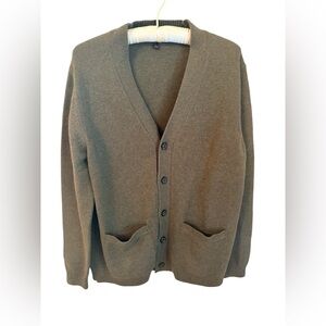 Banana Republic Olive Green 100% Cotton Knit Cardigan Sweater Pockets L